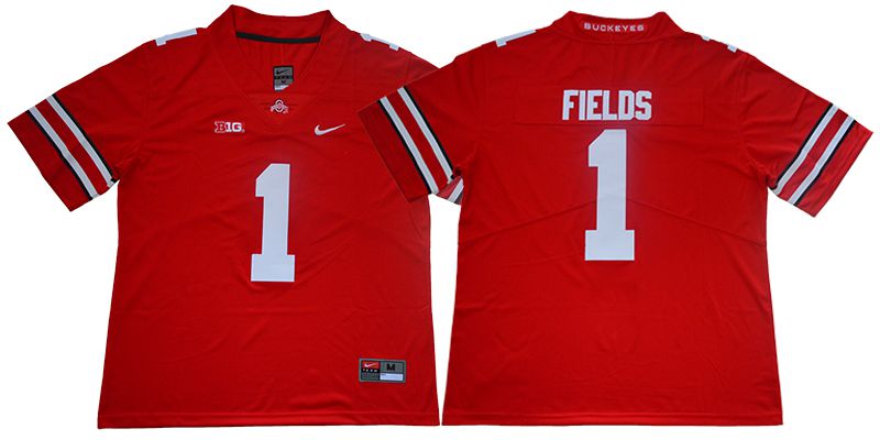 Men Ohio State Buckeyes 1 Fields Red Nike NCAA Jerseys